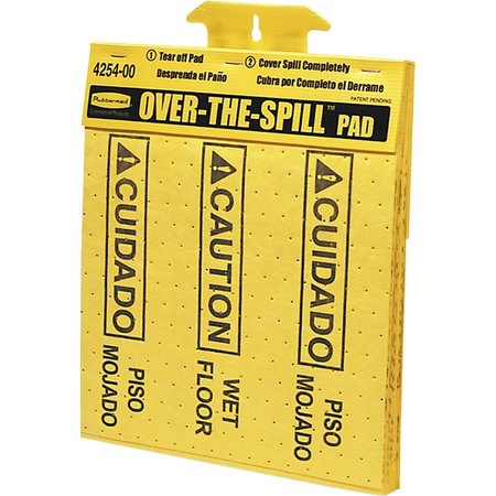 RUBBERMAID COMMERCIAL Over-The-Spill Caution Pads, Bilingual, 16-1/2"x14", 264PK, YW RCP4254CT